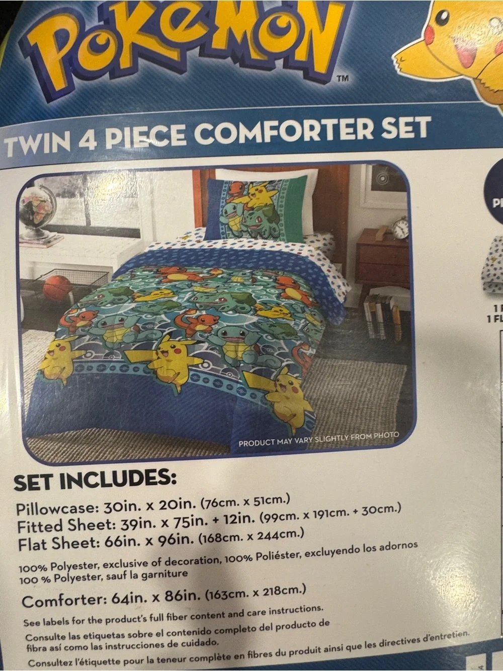 Pokemon Twin 4 Piece Comforter Sheet Bedding Set NWT